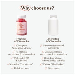 Enhanced with Vitamin B12 & Folic Acid | 60 Vegan ACV Capsules with Pomegranate & Beetroot Powder | Natural Ingredients by Free Soul
