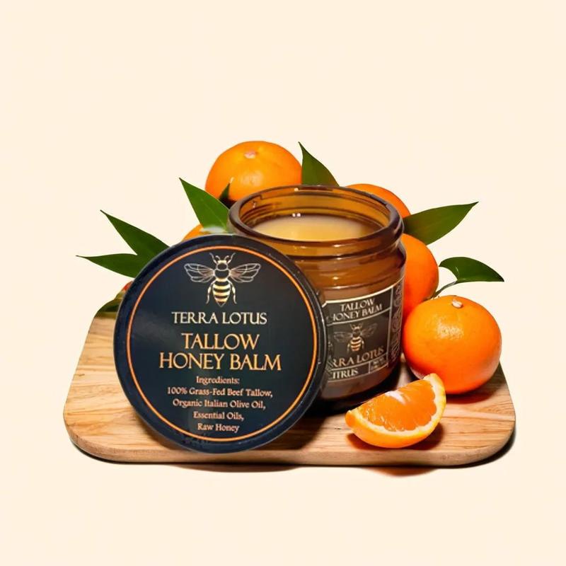 Organic Grass - Fed Beef Tallow Balm with Raw Honey - Handmade All-Natural Moisturizer for Soft, Smooth, Radiant Skin