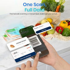 Smart Food Kitchen Scale with Nutritional Calculator | Free App with 19 Nutrients Tracking, Calorie, Marco, Digital grams and ounces for weight loss, Premium Stainless Steel